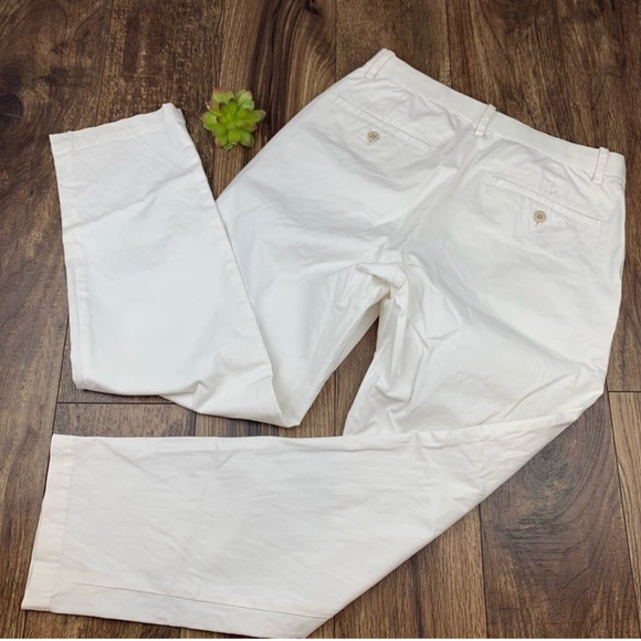 Uniqlo White Ribbed Straight Leg Mid Rise Pants - Picture 3 of 7